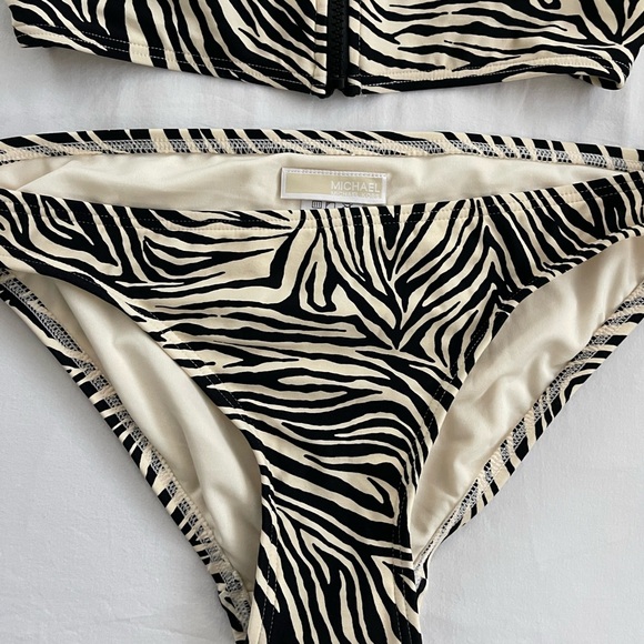 NWT MICHAEL Michael Kors® Zebra Zip Front Bikini Set - S | 2-piece set |Swimwear - Picture 5 of 6